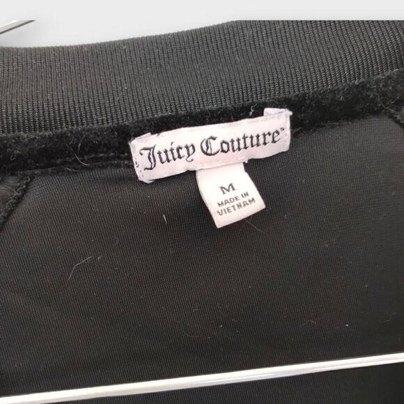 Juicy Couture Womens Jacket Sz Medium Black Stretch Zip Pockets Goth Witchy Y2K - Picture 9 of 11
